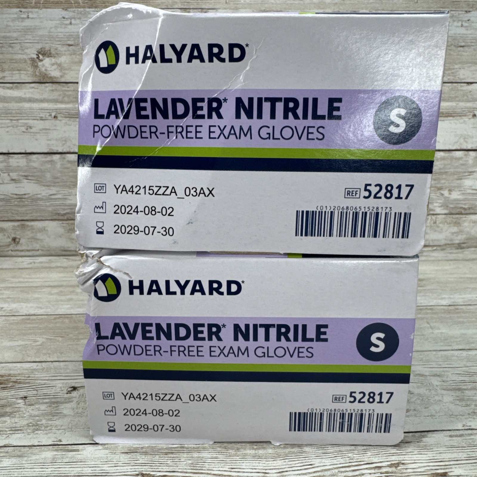 Halyard Nitrile Lavender Exam Gloves *2 DENTED BOXES* Size: SMALL Exp: 7/29