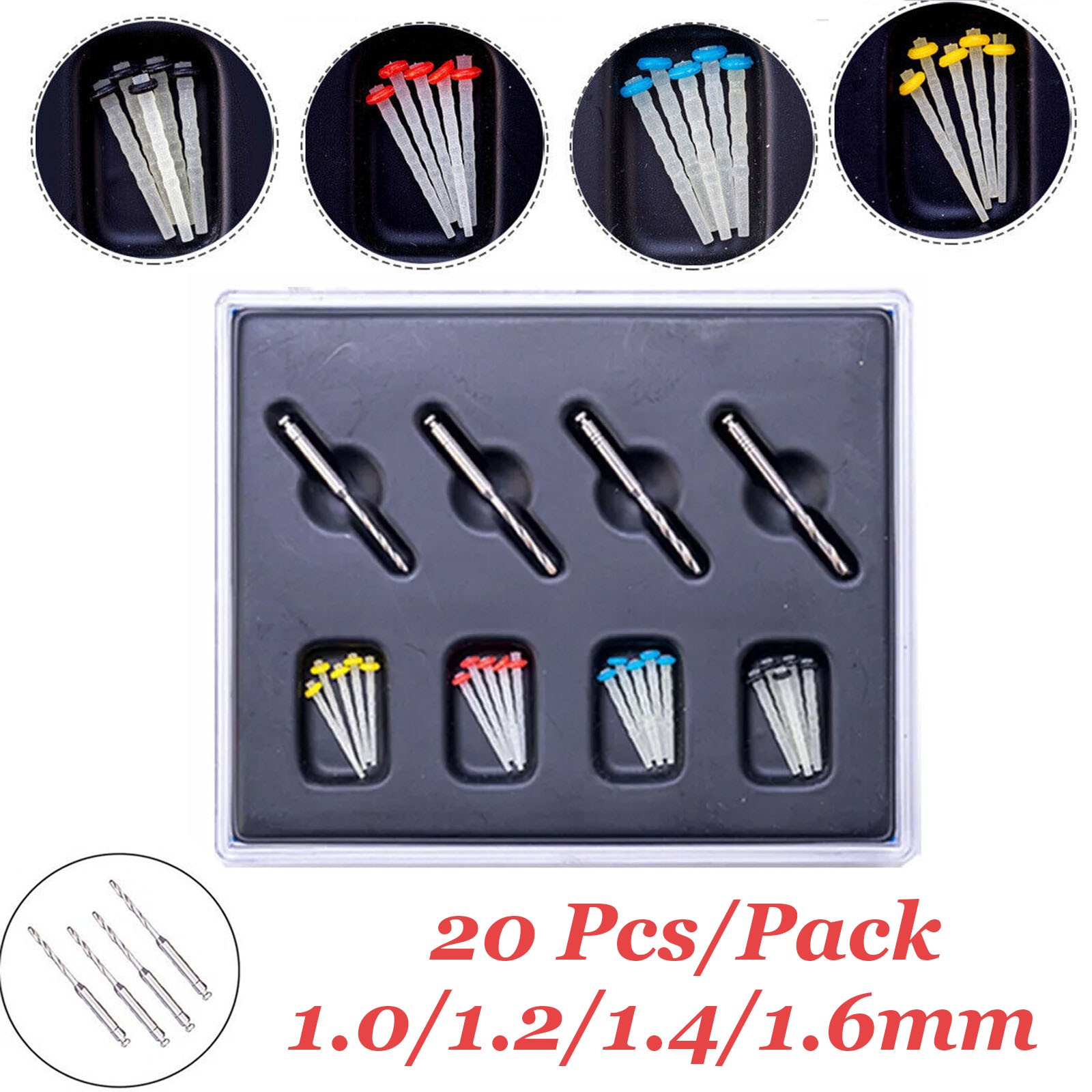 Dental Fiber Post Glass Quartz Teeth Restorative Root Canal Pins 1/1.2/1.4/1.6mm