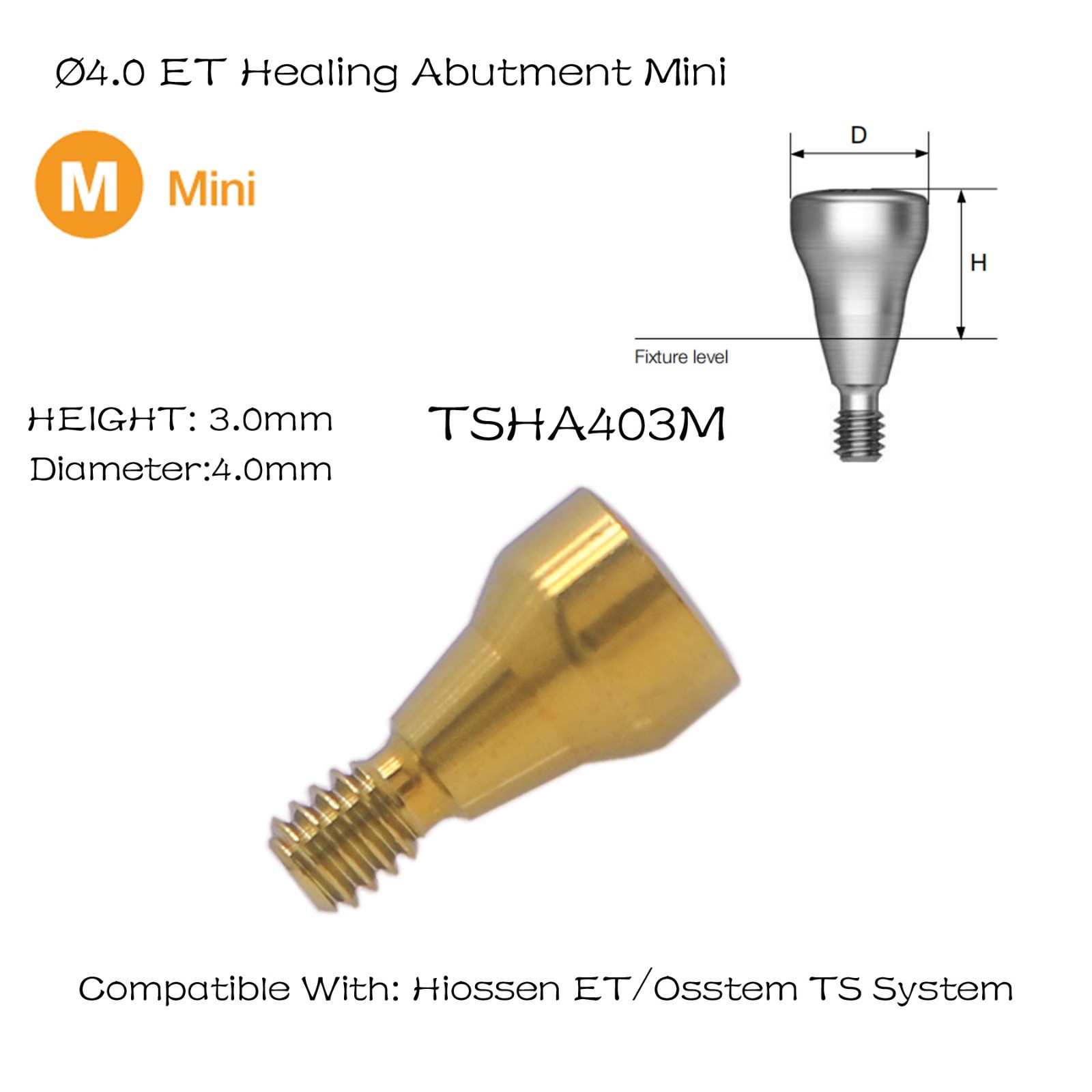 US Dental Healing Abutment Compatible Oss Hiossen ET/TS Mini Regular Platform