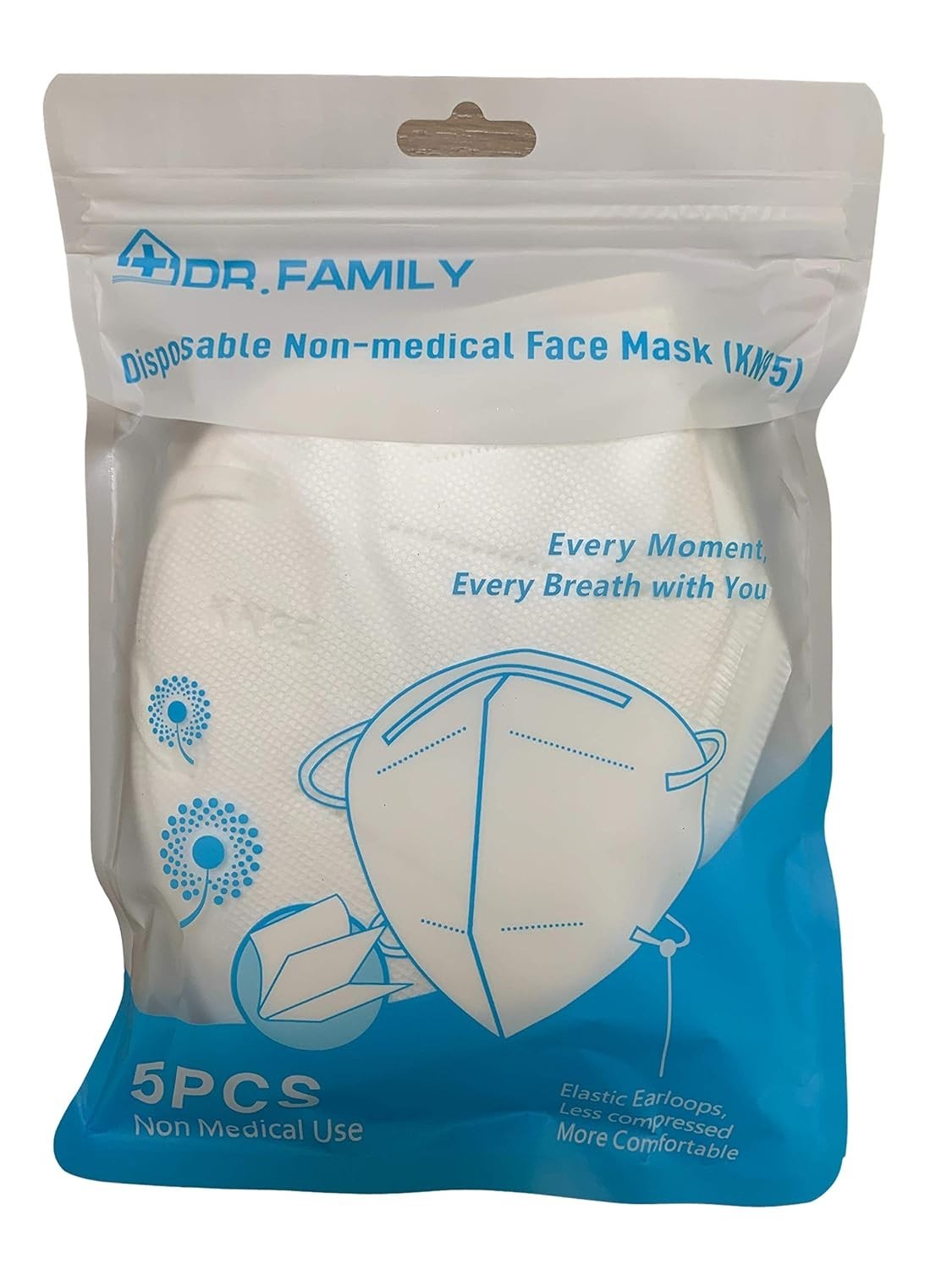 5 Layer KN95 Disposable Face Masks Pack – Snug Fit for Adults & Teens Daily Use