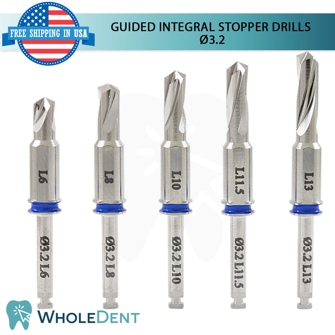 Guided Integral Stopper Drills Kit Dental Drill Hex Driver Tool Internal Hex