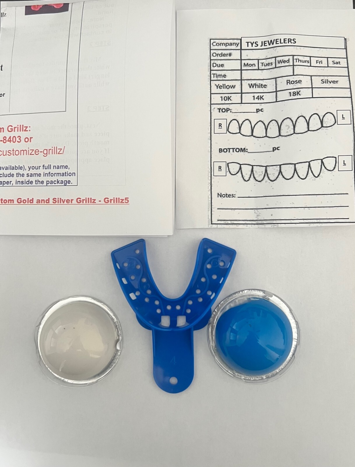 Custom Grillz Mold Kit – Teeth Dental Impression Kit w/Putty Bottom Only