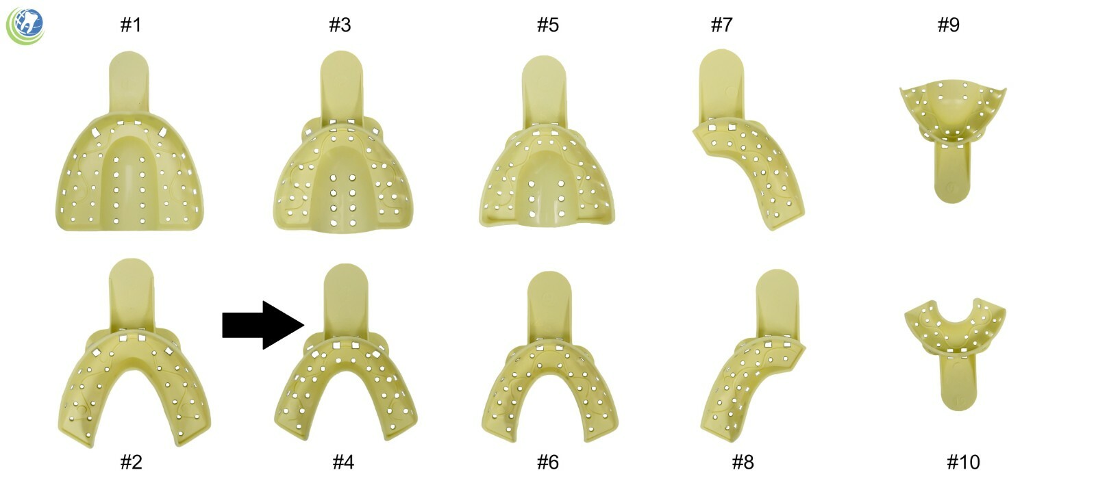 DENTAL PLASTIC AUTOCLAVABLE IMPRESSION TRAYS LOWER MEDIUM LM #4 12/Bag