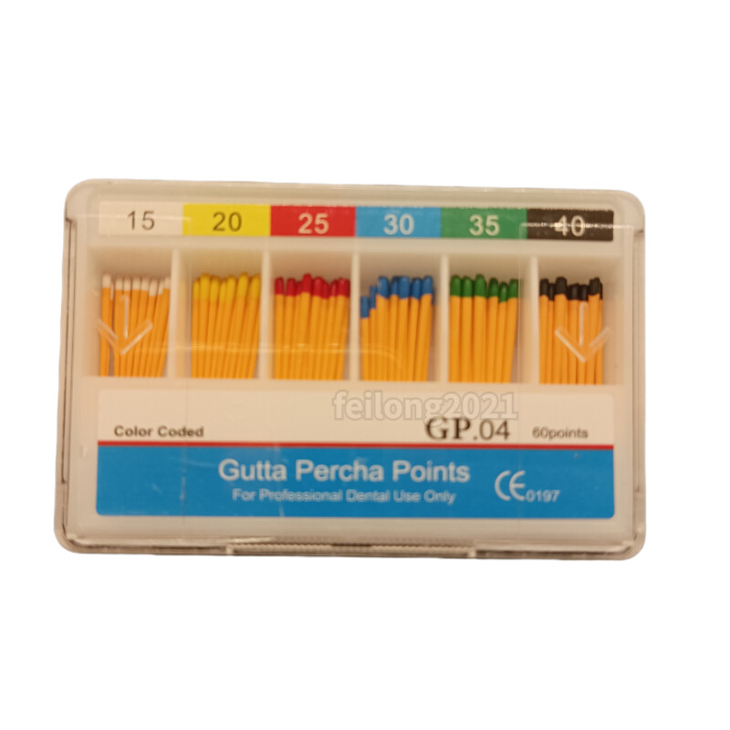 Endodontic GUTTA PERCHA POINTS Taper 0.4, All Sizes Dental Meta, 60 Points/box