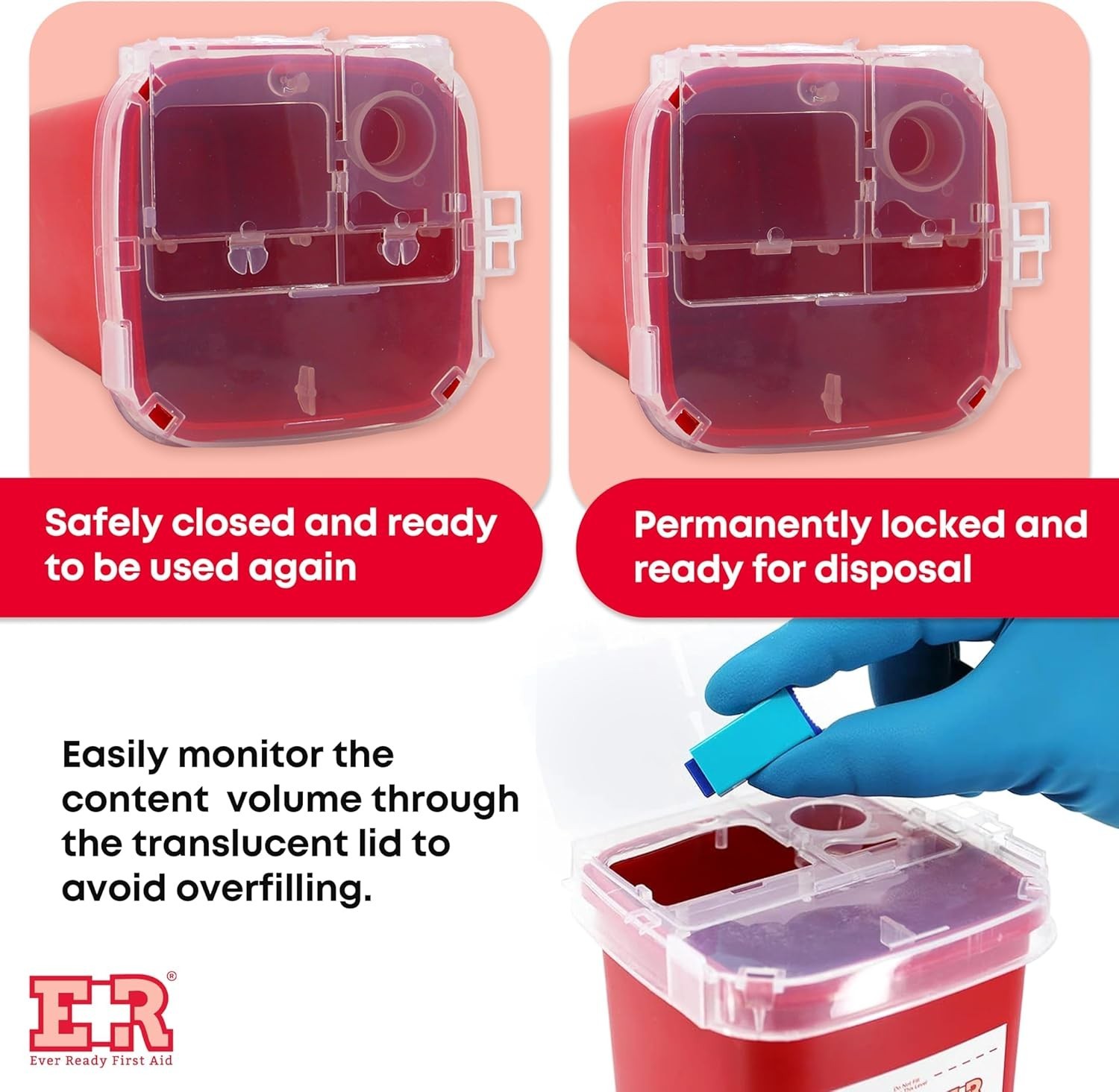 Durable 1 Quart Sharps Container – Lightweight, Locking Lid & Puncture Proof