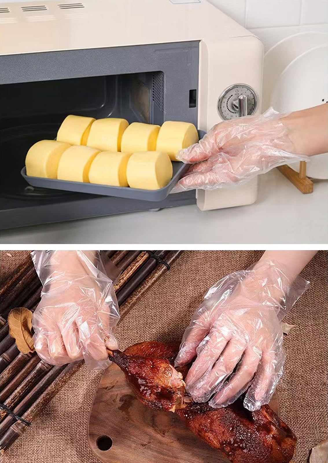 400 Count Disposable Poly Plastic Gloves for Cooking, Food Prep and Food Service