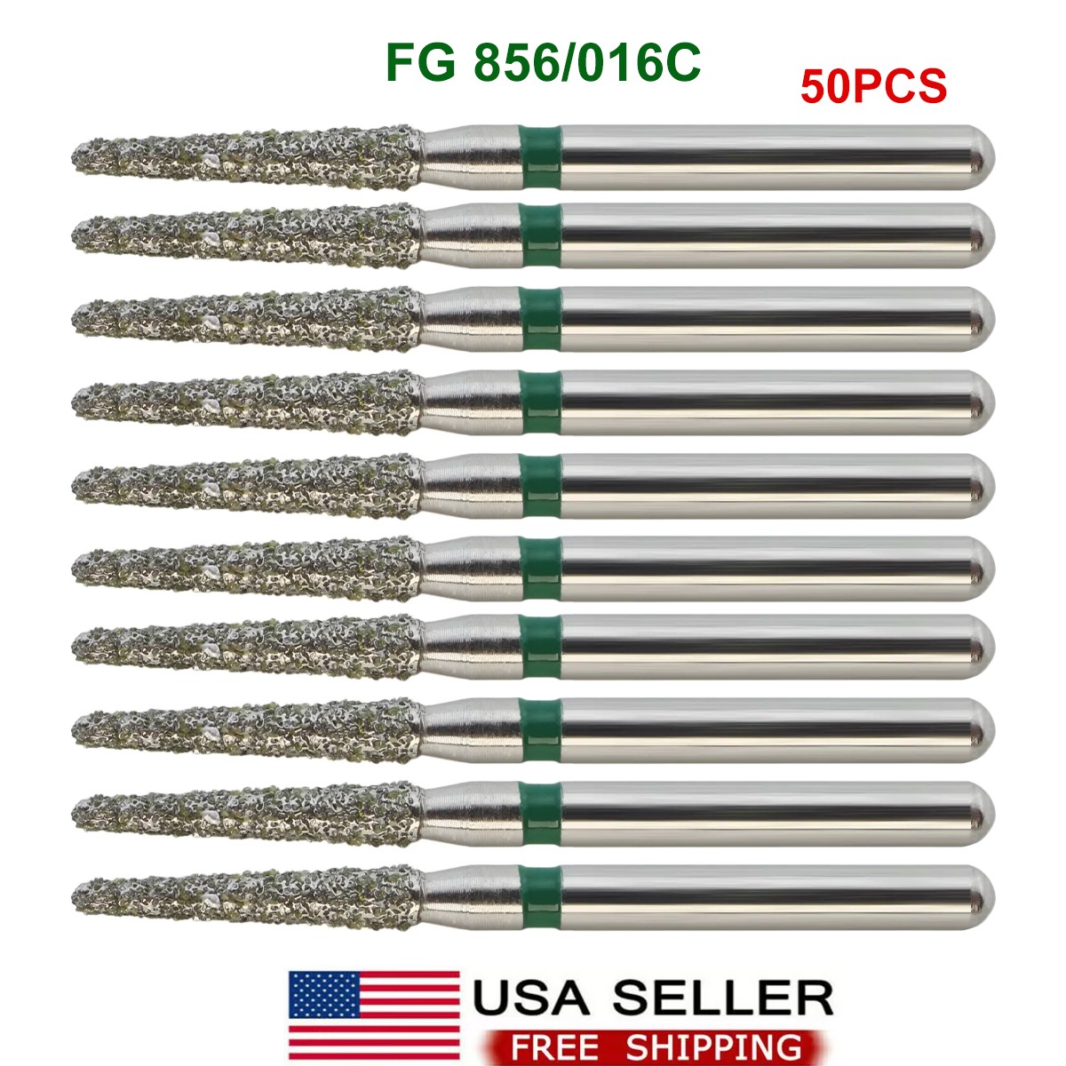 50Pcs Dental Diamond Bur FG 856/016C Round End Taper Coarse High Speed