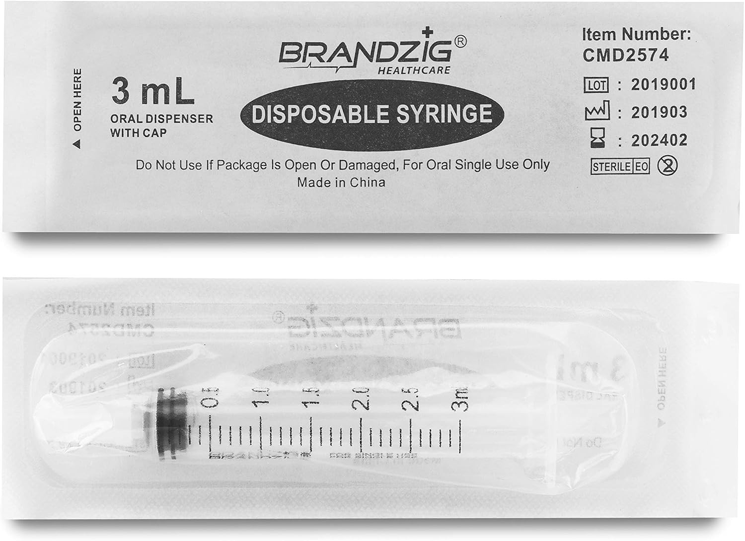 3ml Syringe With Cap 100 Pack | Oral Dispenser Without Needle, Luer Slip Tip