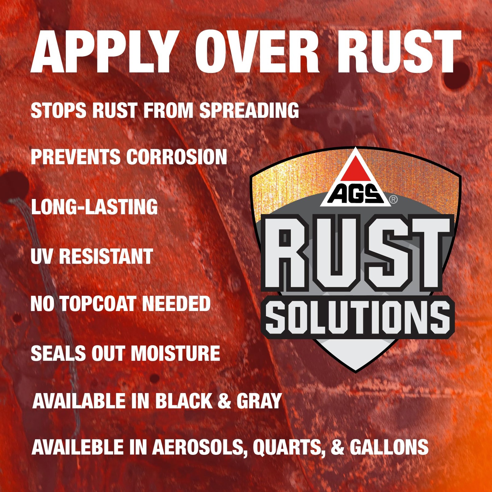 AGS RUST SOLUTIONS Rust Spray Paint 14oz Durable Matte Black for All Surfaces