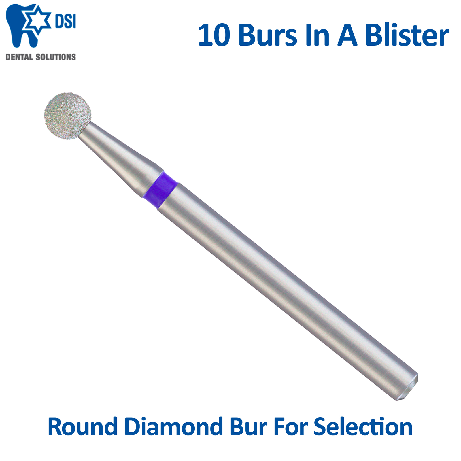 DSI Dental FG Diamond Burs Drill High Speed Handpiece Round Ball 10Pcs Pack