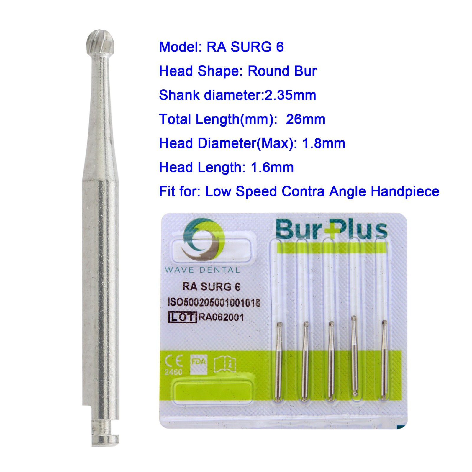 Wave Dental Carbide Burs Round Latch Bur RA 2 4 Long Surgical Bur LAOS RA SURG 4