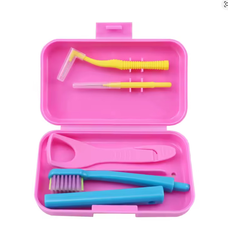 Orthodontic Dental Cleaning Kit Portable Oral Care Set with Travel toothbrush