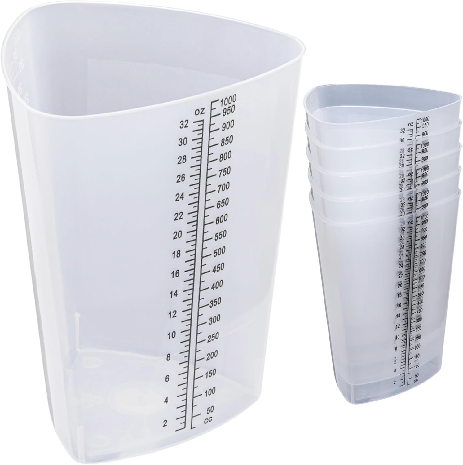 Plastic Graduated Triangular Container Beaker Measuring Cups Set 5 Pack 32oz