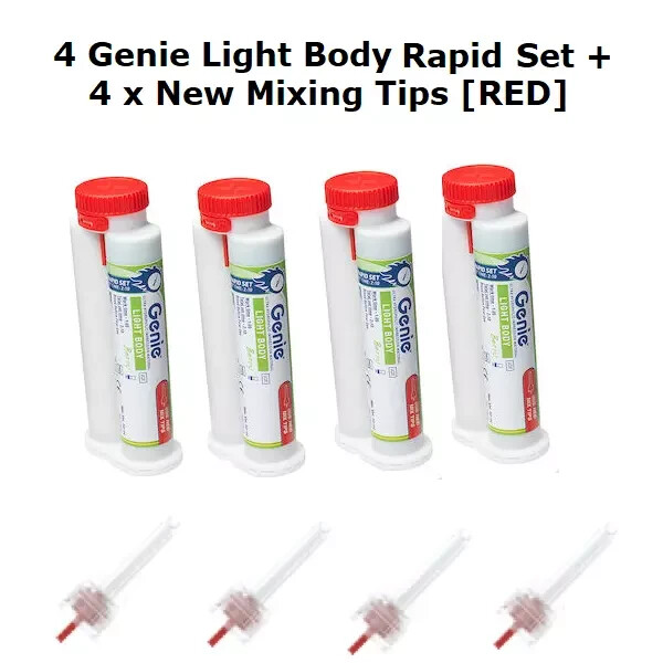 Genie (4 x 50ml Cartridges Light Body Rapid Set Impression Material + 4 Tips)