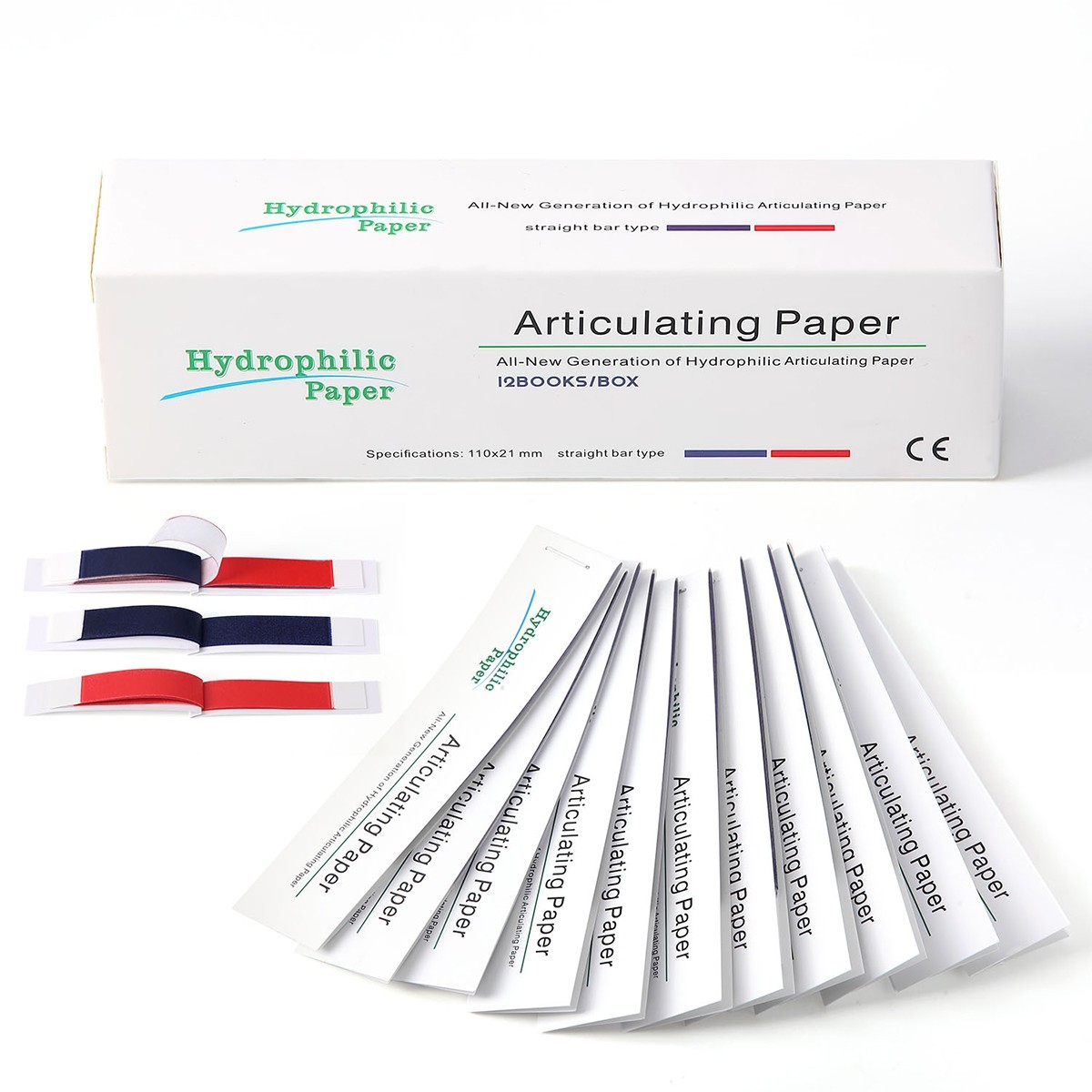 15sheet/book Dental Articulating Paper Hydrophobic Double Sided Strip Bite Paper