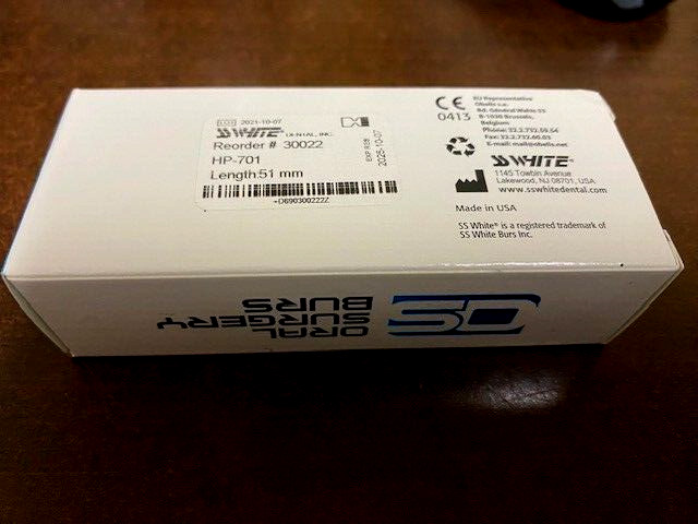 SS White Oral surgical Bur Shank #2 ( Hall 51mm )HP 701 10 ct 30022 midwest