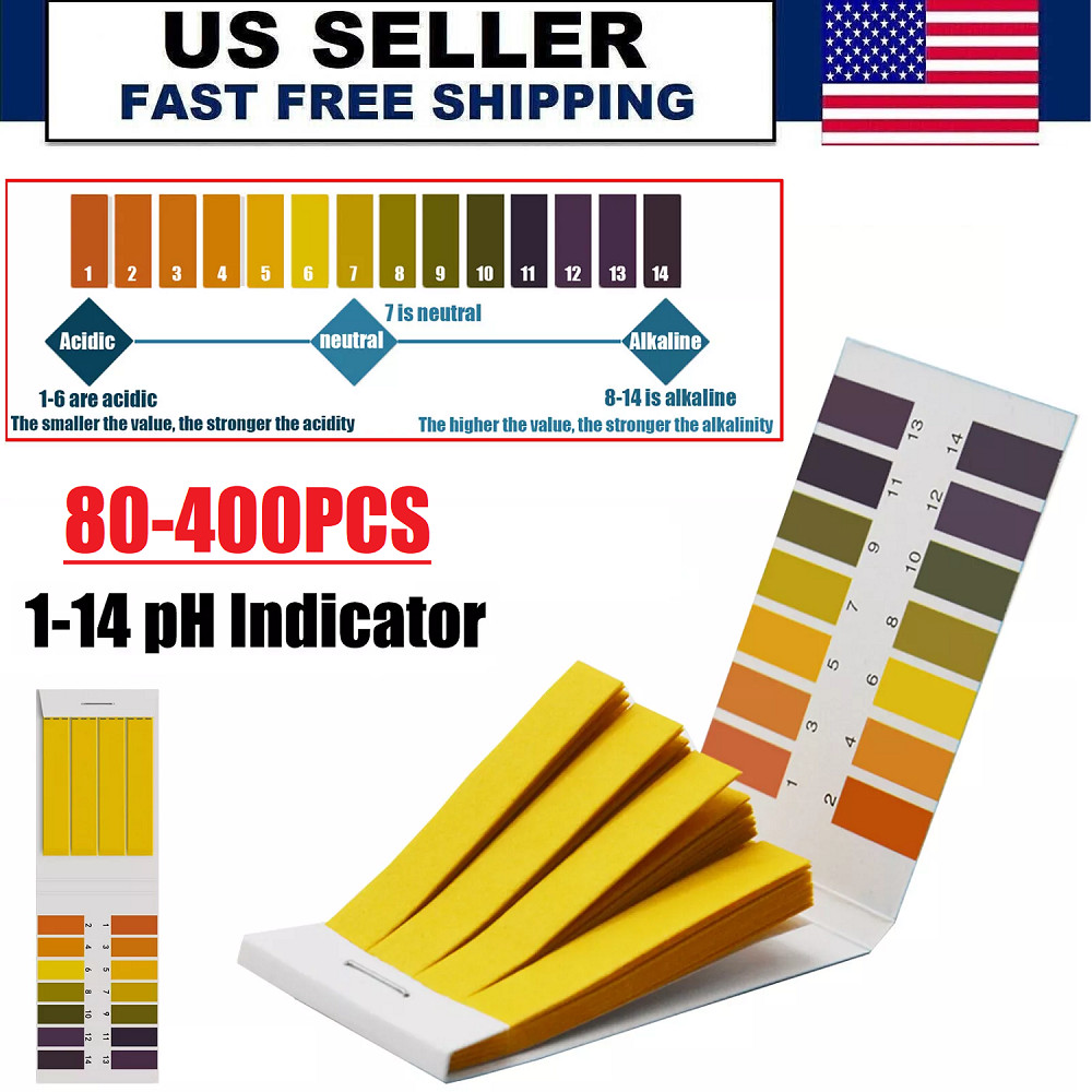 400Pcs pH Indicator Test Strips 1-14 Laboratory Paper Litmus Tester Urine Saliva