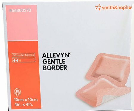 Smith & Nephew 66800270 Allevyn Gentle Border Foam Dressing 4”x4”-10/Box