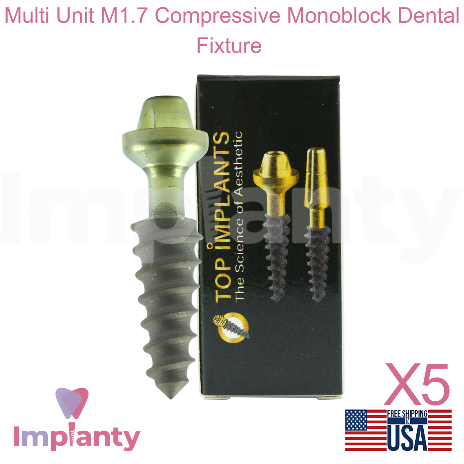5x Multi Unit M1.7 Compressive Monoblock Dental Fixture Sterile SLA Surface