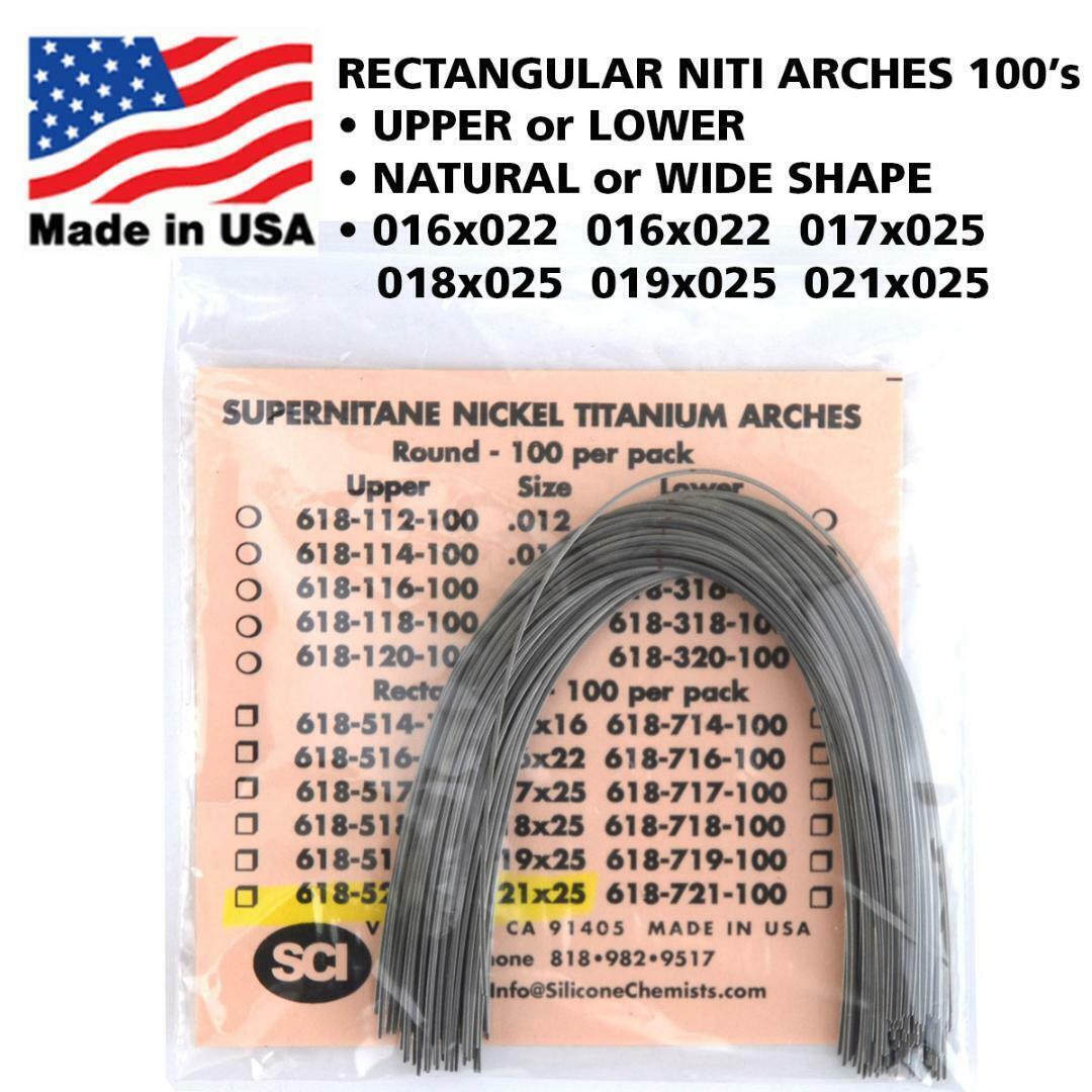 Orthodontic NITI Nickel Titanium Rectangular Arch Wires Natural or Wide 100 PCS