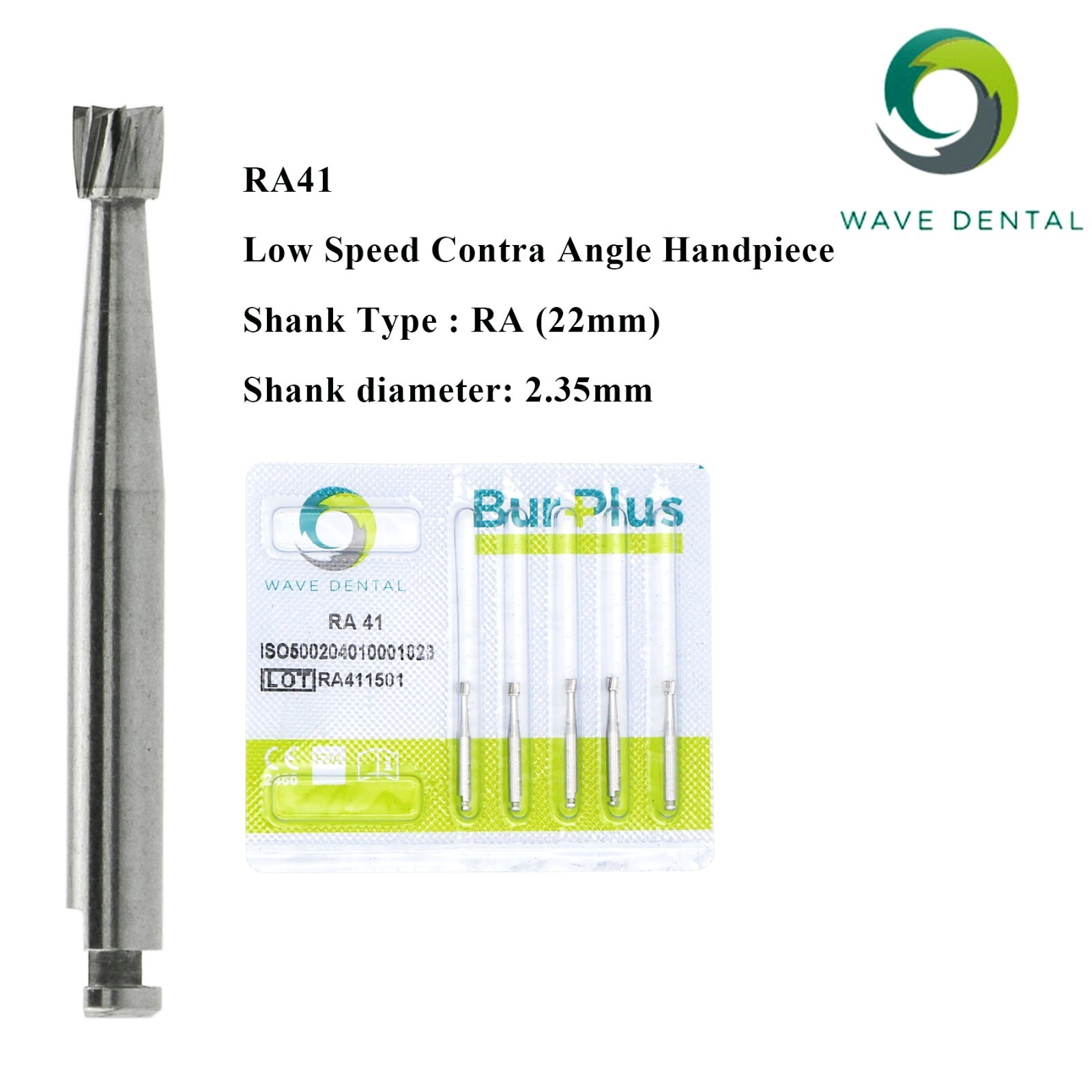 Wave Slow Speed Dental Round Latch Type Carbide Bur 22mm RA 1 2 3 4 5 6 7 8 41