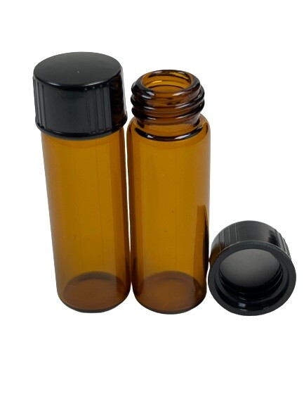 144 Pcs AMBER 1 Dram Glass Vials W/Screw Cap Foam Liner [15mmx45mm)