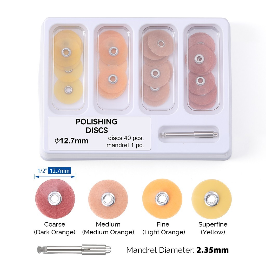 40 discs Dental Composite Finishing Polishing+RA2.35mm Mandrel 135℃ Autoclavable