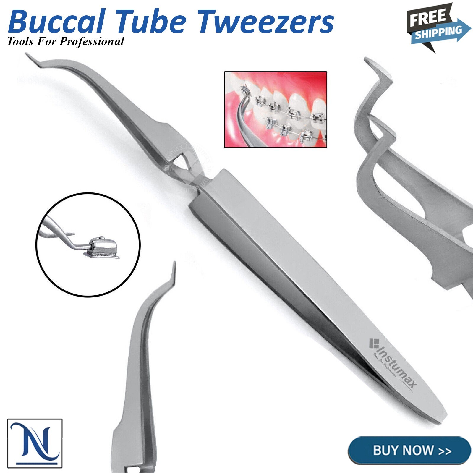 Orthodontic Lingual Bracket & Buccal Tube Holder Tweezers Ortho Dental Pinzas