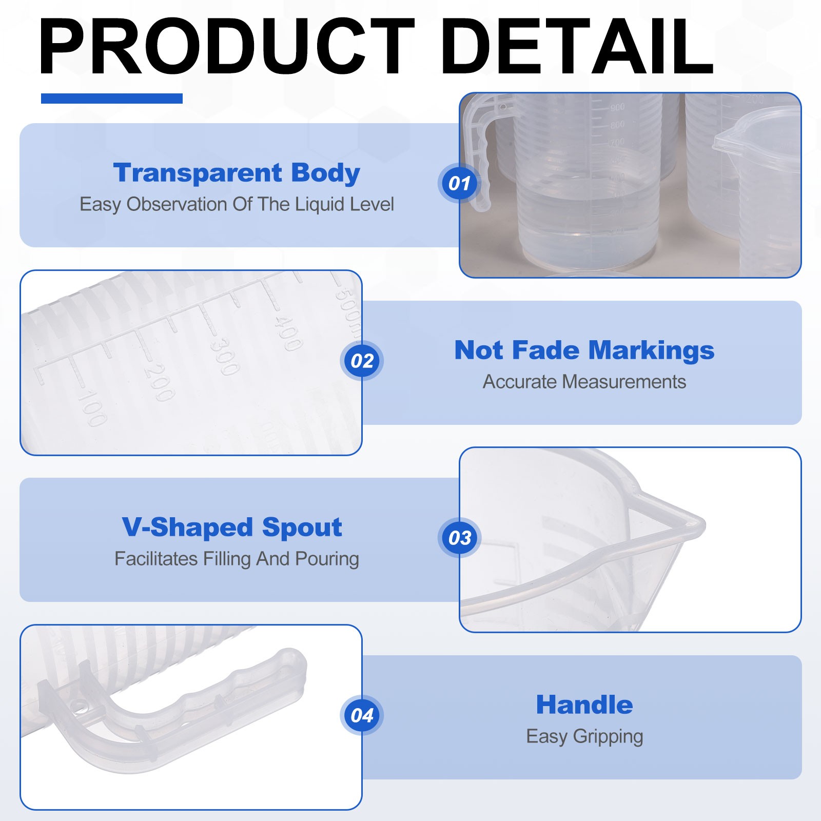 3500ml PP Double-Sided Scale Graduated Beaker with Handle and Lid