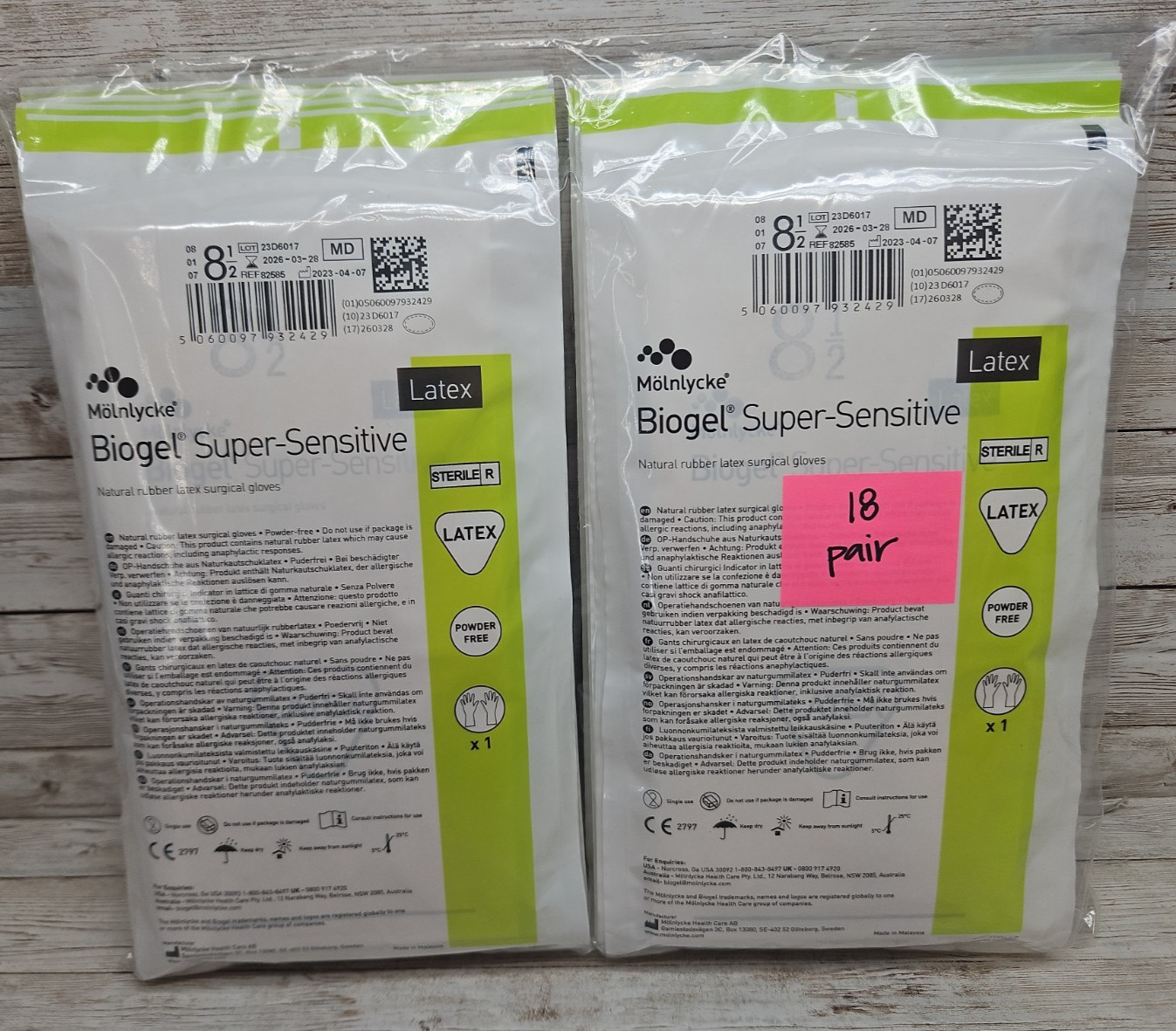 Biogel Latex SUPER-SENSITIVE Surgical Gloves *18 PAIR* Size: 8.5 *See Dates*