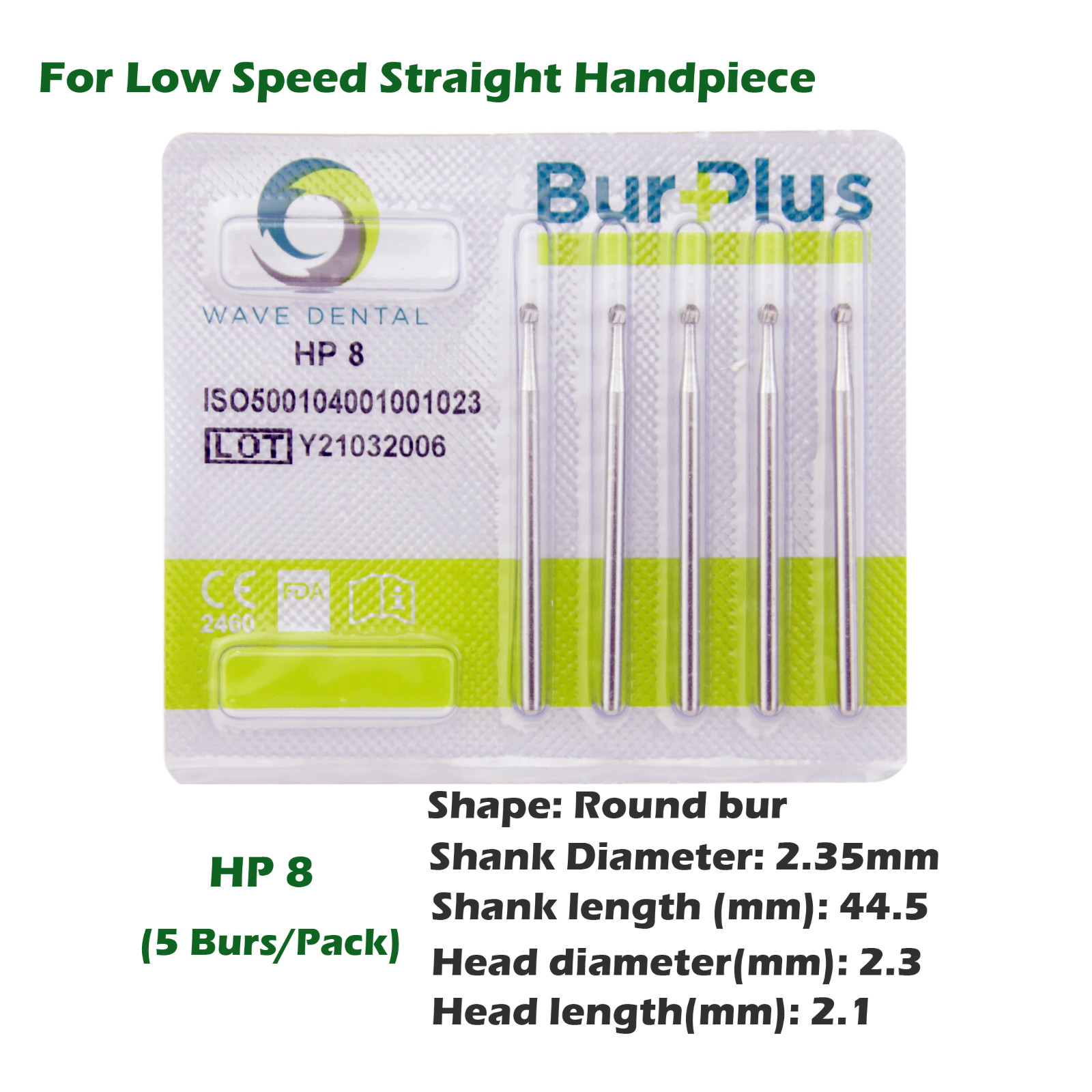Wave Dental Round Bur Tungsten Carbide Straight Handpiece HP 1 2 3 4 5 6 7 8 10