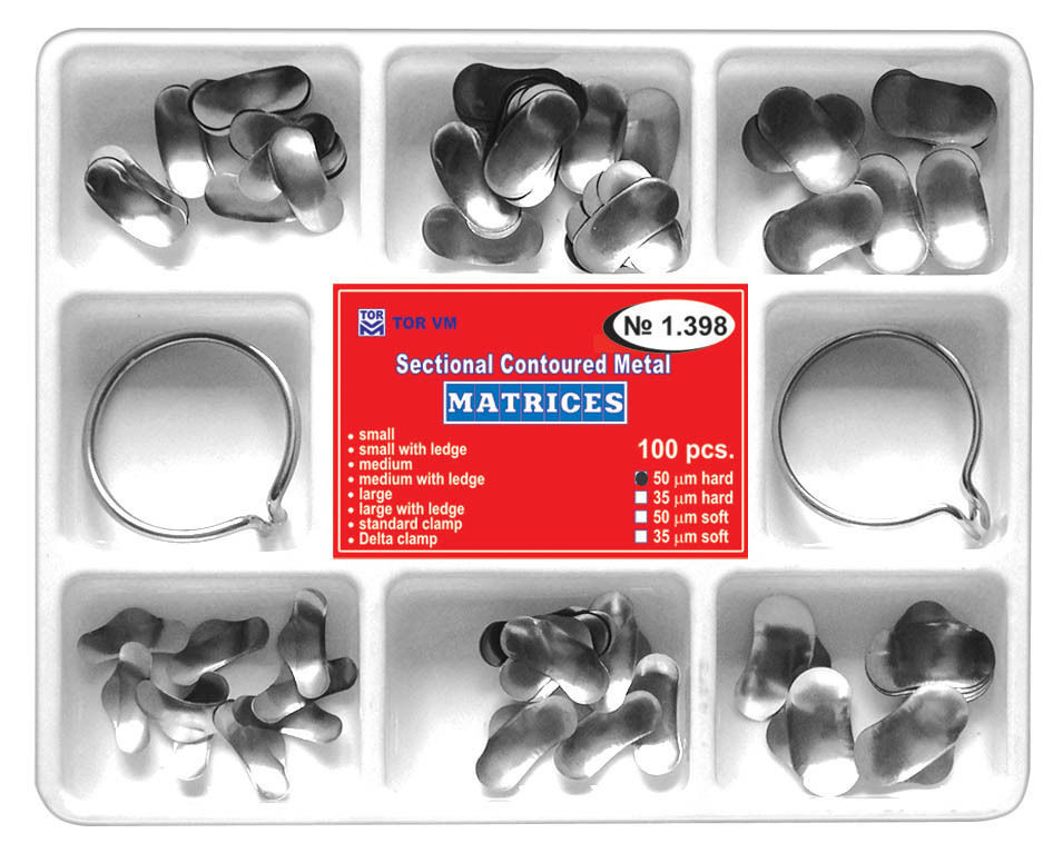 Full Matrix Kit 100pcs- Dental Sectional Contoured Matrices + 2 rings