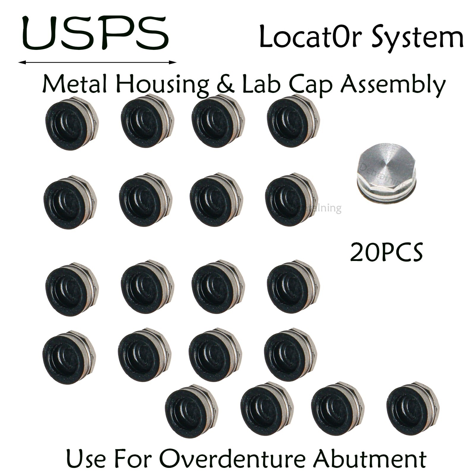 20Pcs Overdenture Locator Abutment Replacement Metal Housing & Lab Cap Assembly