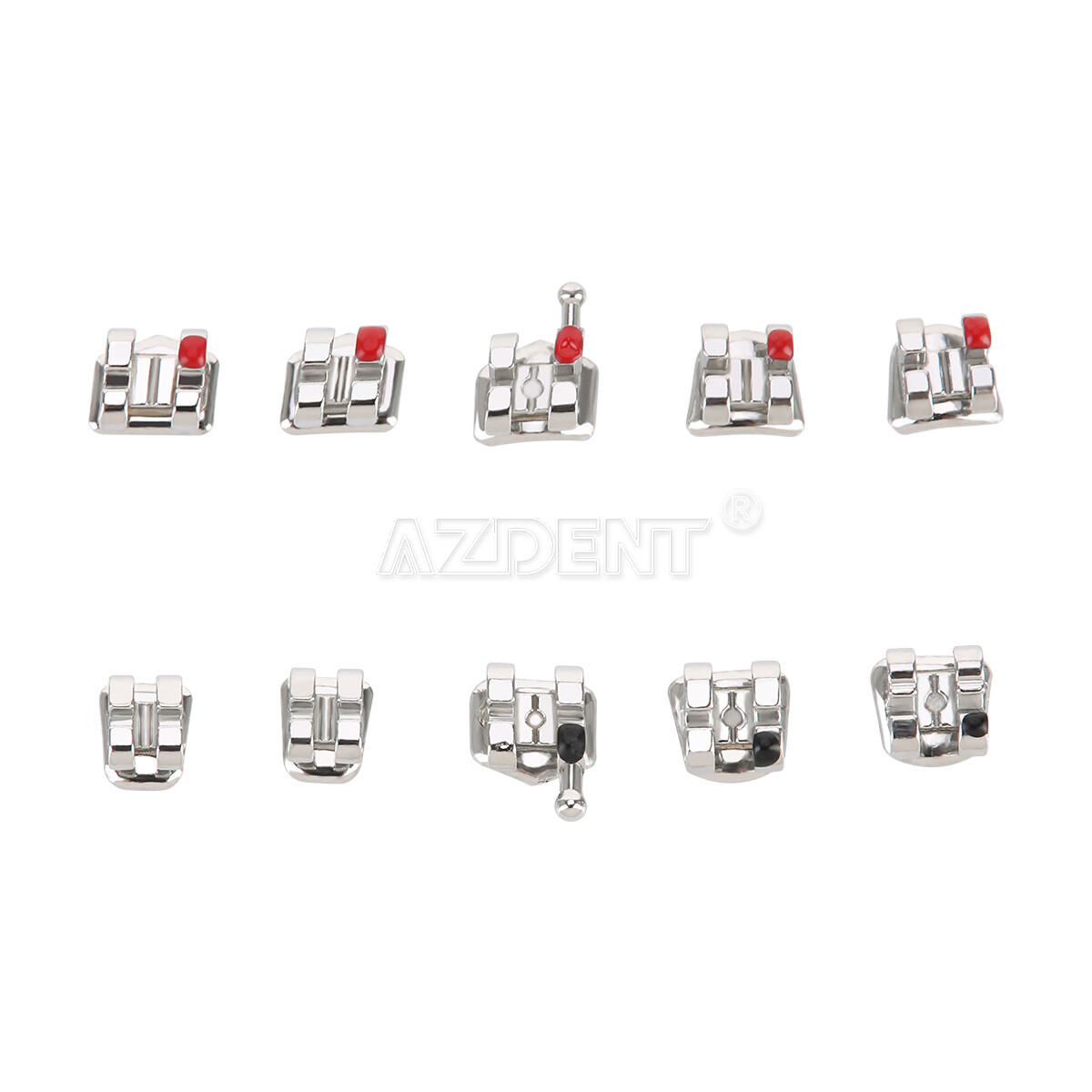 10packs AZDENT Dental Braces Brackets Mini/Standard MBT/Roth 022/018 Hooks 3 4 5