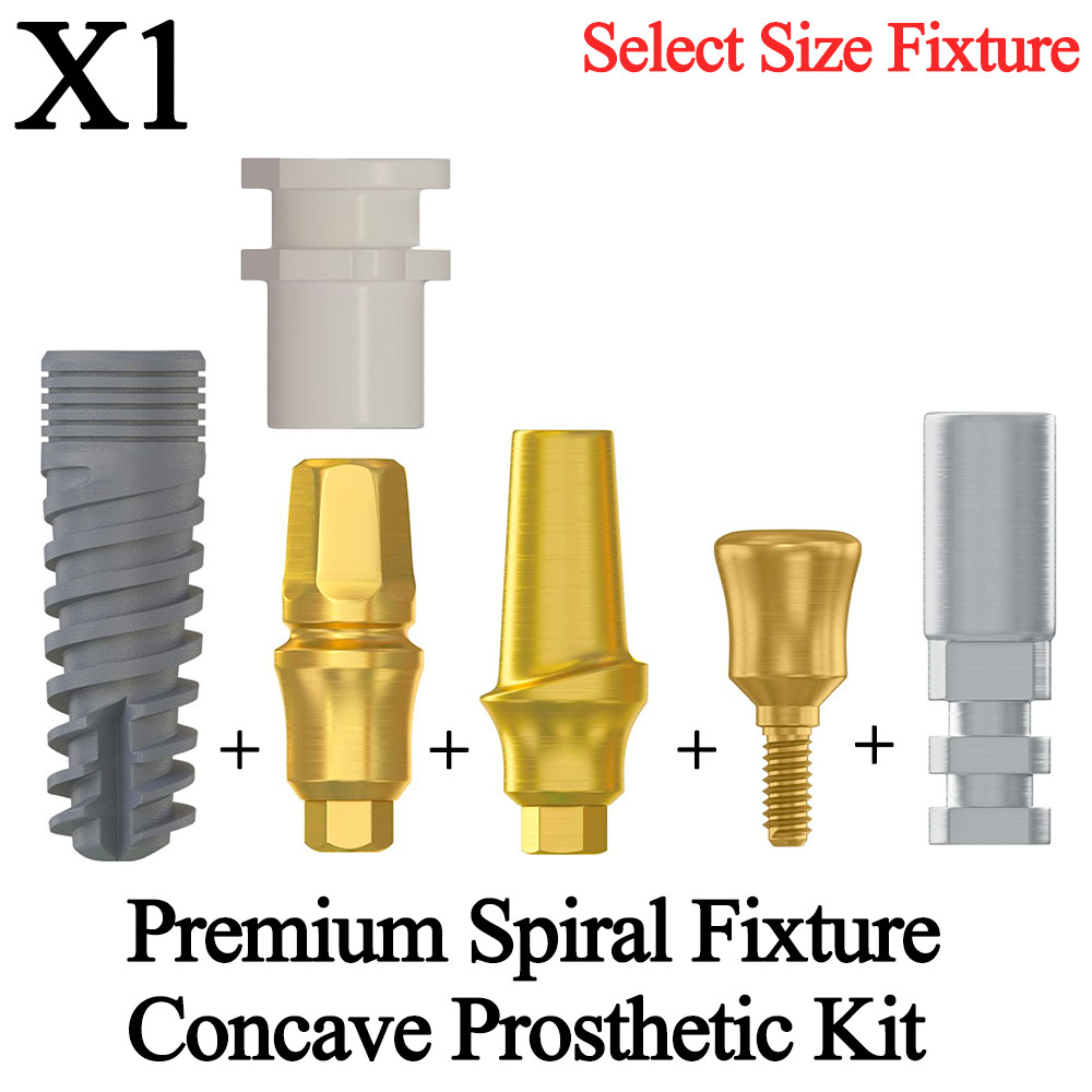 1x Premium Spiral Fixture + Concave Prosthetic Kit Dental Analog Transfer Set