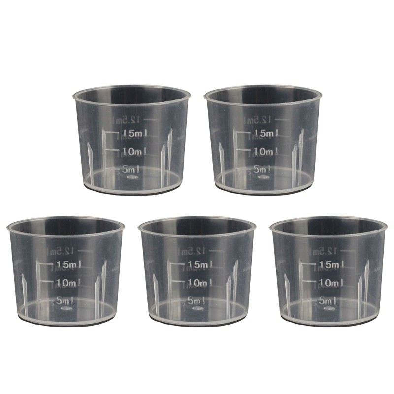 5Pcs Small Plastic Measuring Cups 10-100ml Transparent Liquid Kitchen Lab Tools