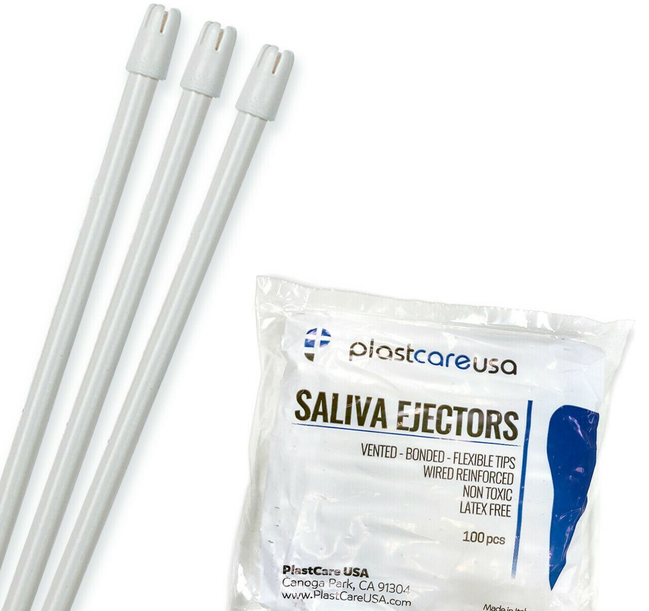 200 (2 Bag) Saliva Ejectors Ejector White Dental, Suction Tips, Disposable