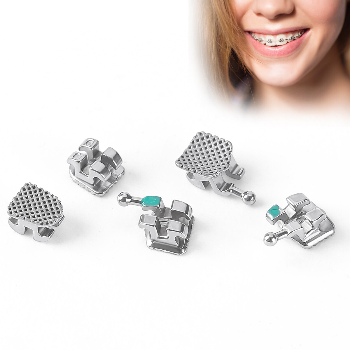 Dental Orthodontic MIM Monoblock Brackets Braces Mini Roth/MBT Hooks 345 AZDENT