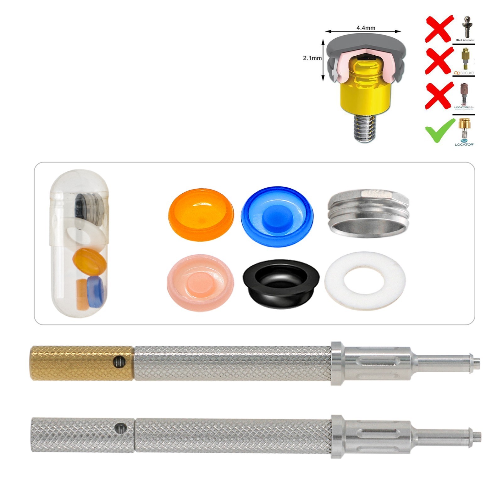 Overdenture Locator Abutments Anchor for Megagen AnyRidge Male Caps Removable