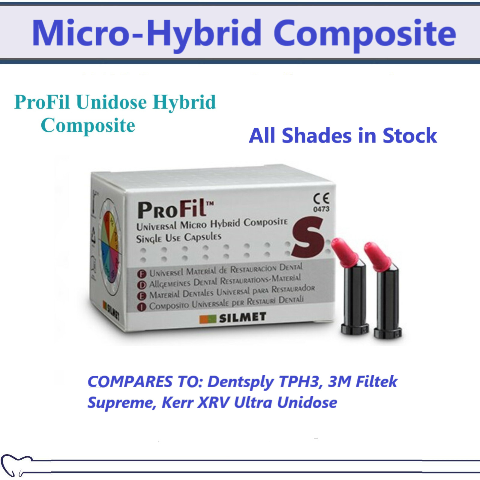 Silmet ProFil Dental Micro Hybrid Composite Compules Unidose All Shades Box/20