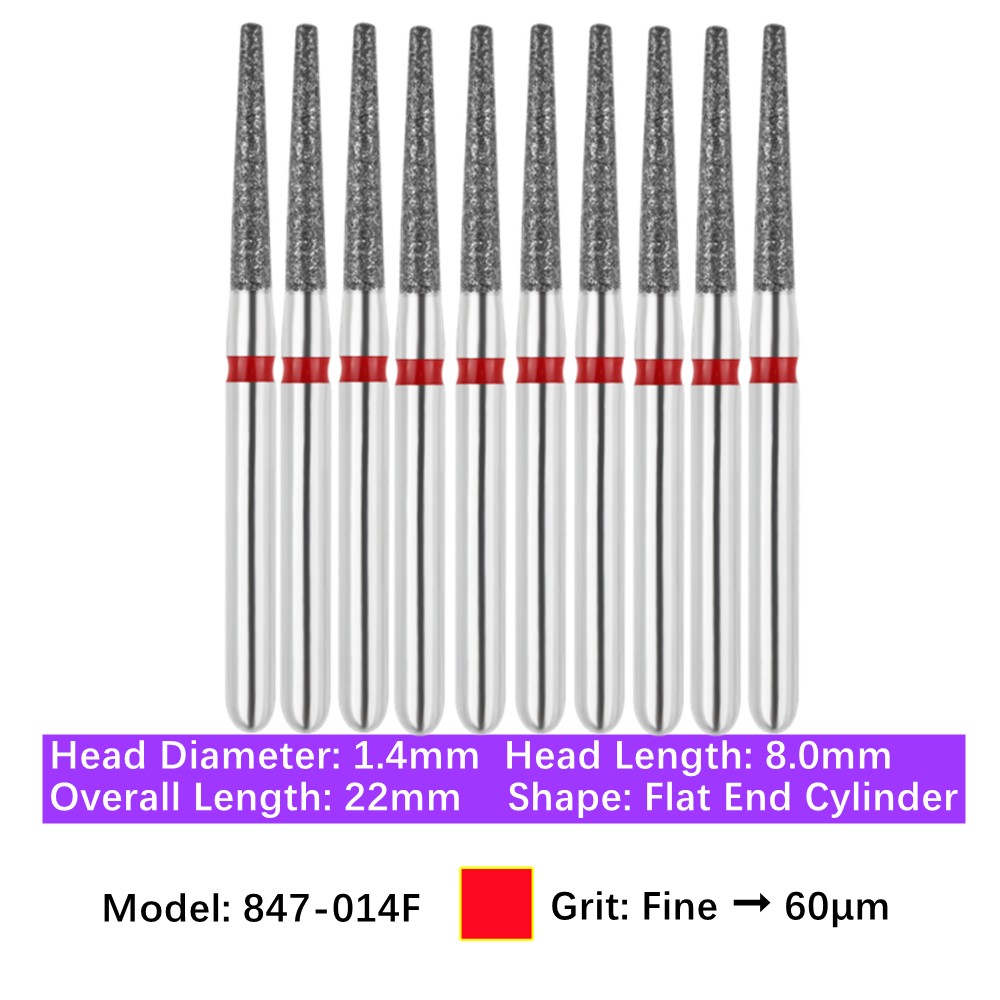 Vakker Dental Flat End Taper FG Diamond Bur 847-014F Fine 10/pk