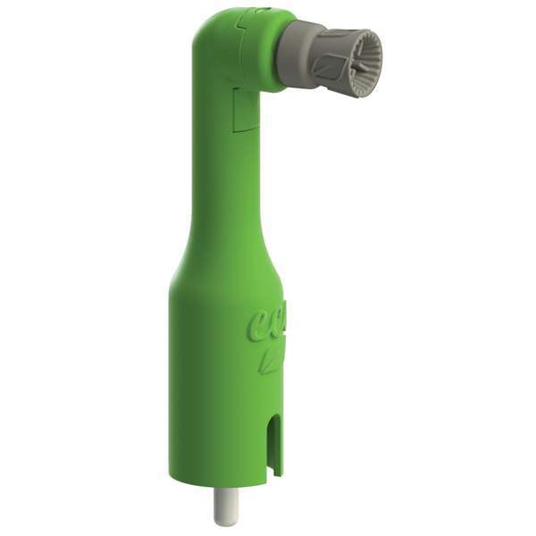 Denticator Eco Slim green prophy angle with ribbed cup 125/pk, 25% Recycled