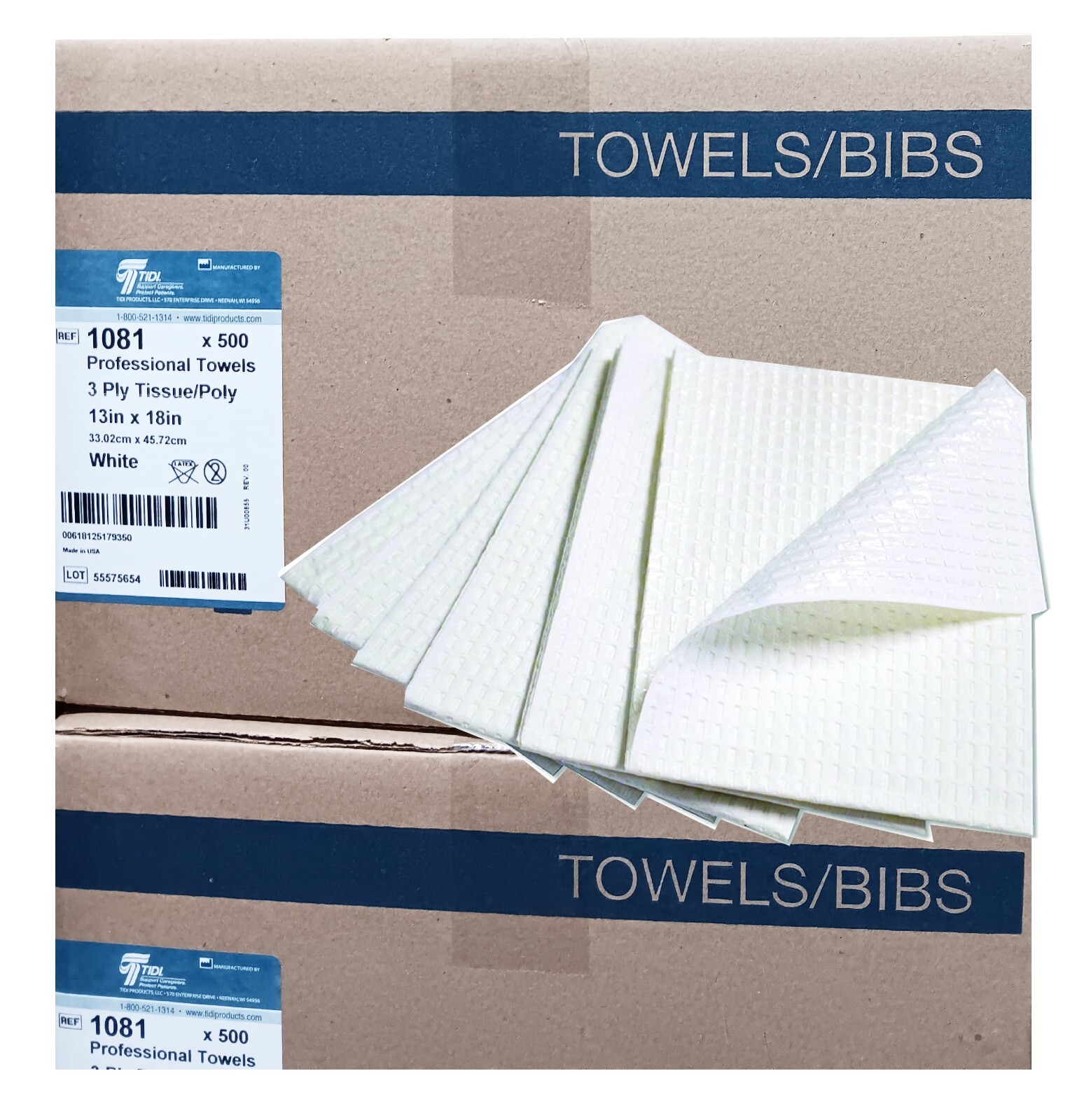 Avalon Towel Bib, 1081, 1 Case, White, 500 pcs