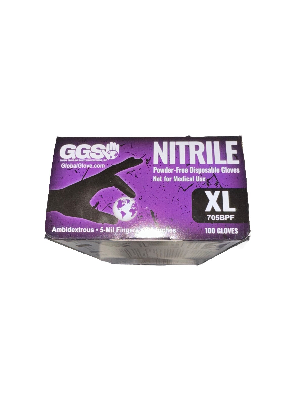Global Glove 705BPF Black Nitrile PF Rough Finish 9.5” Size: XL (100 CT)