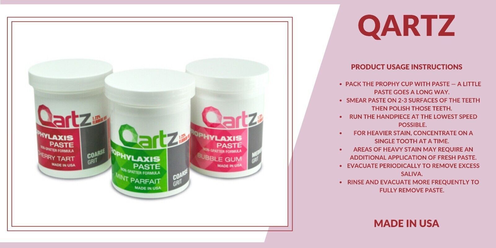 Qartz Parfait Prophy Paste with Fluoride 12oz Jar. Non-Splatter