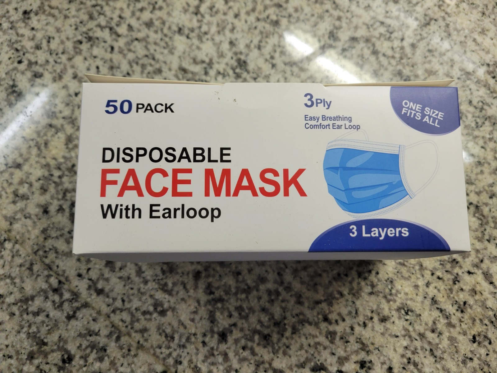 BOX PCS Protective 3 Layer Disposable Medical Face Masks (50 Blue Masks Per Box)