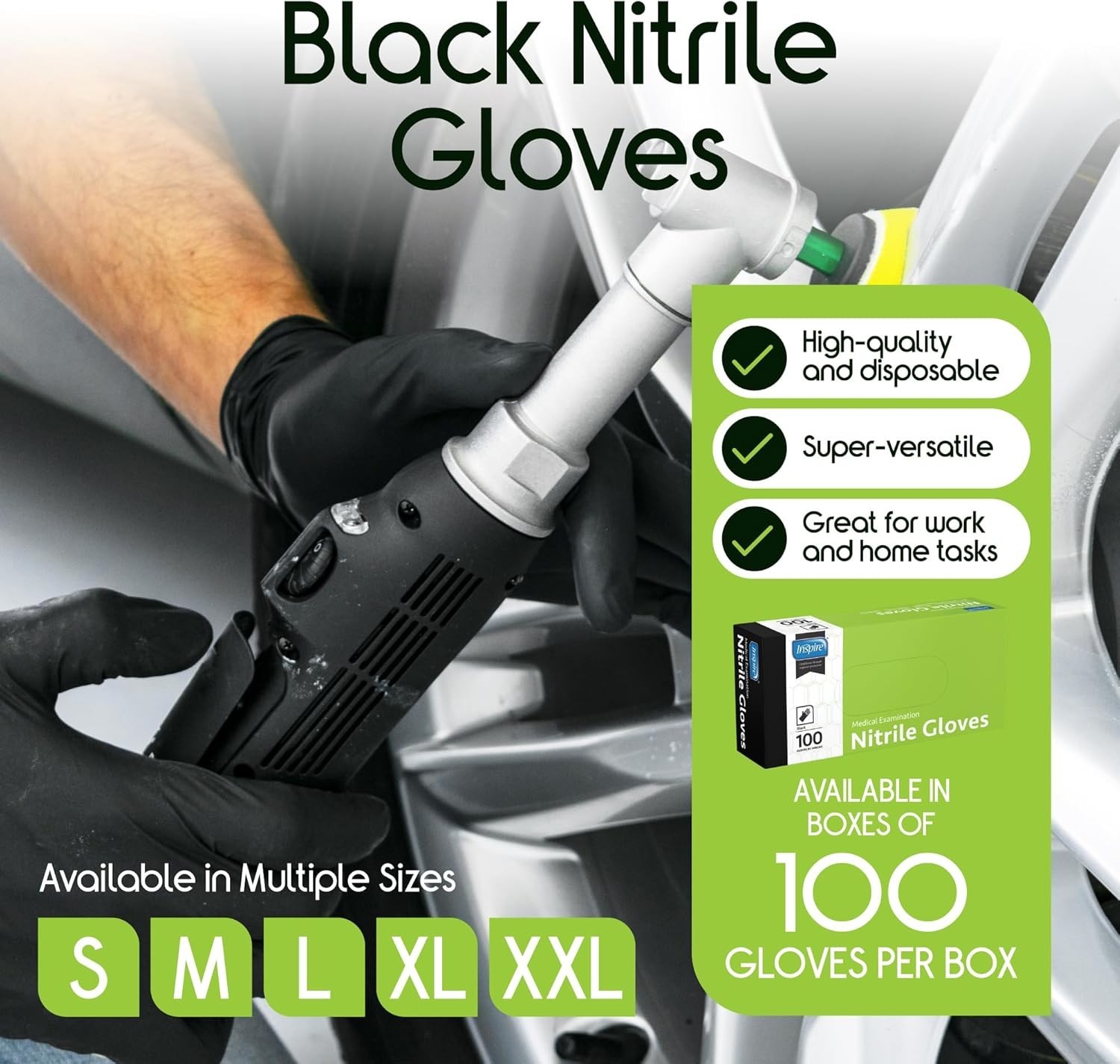 100 Disposable Nitrile Exam 3-6 mil Latex Free Medical Cleaning Food-Safe Gloves