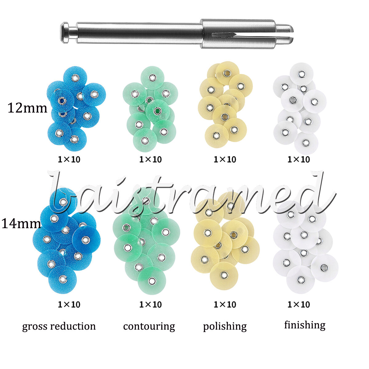 80pcs Dental Composite Finishing Polishing Discs assorted kit + Mandrel 12/14mm