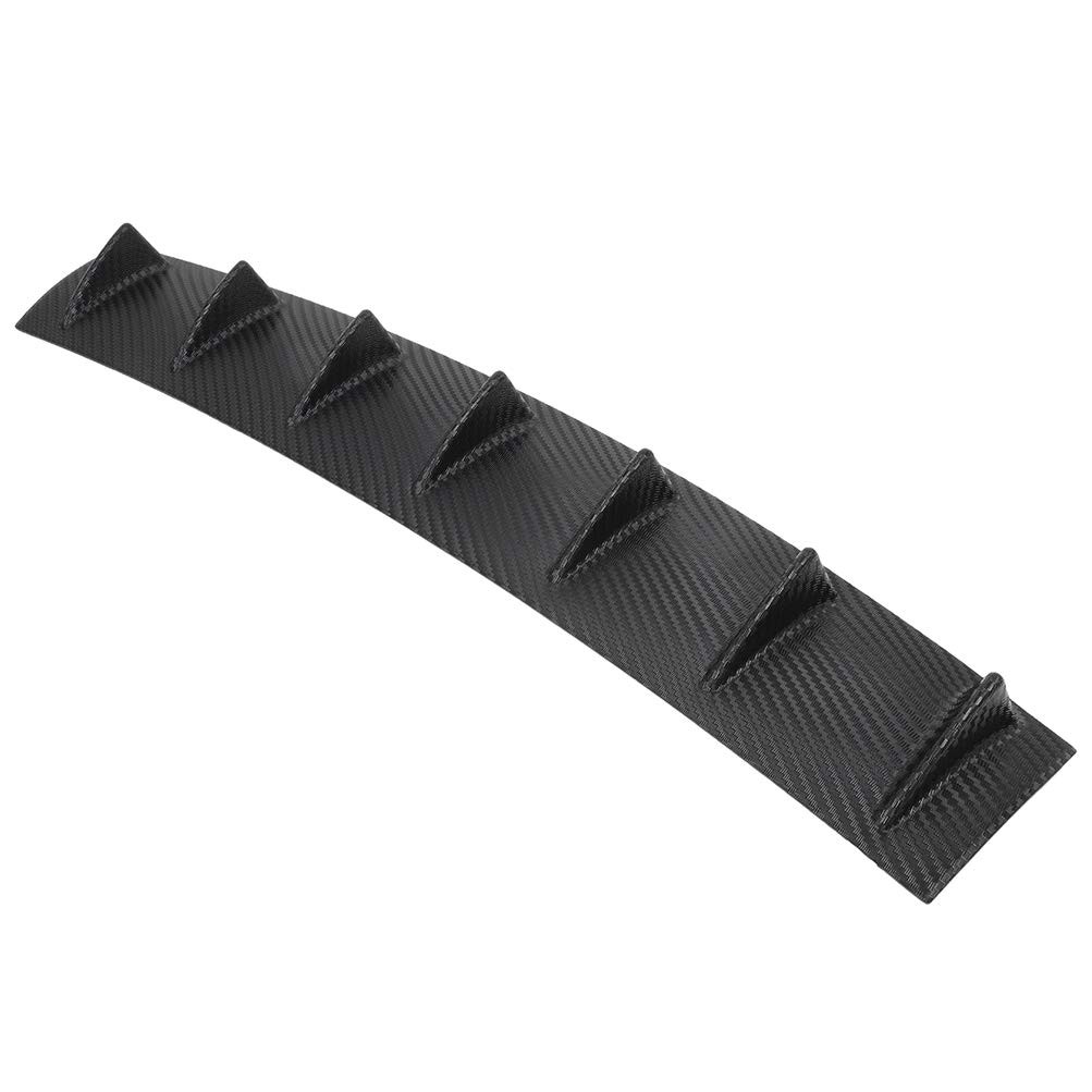 1PC Rear Bumper Lip Diffuser 7 Shark Fin Style Universal PP Glossy Carbon Look