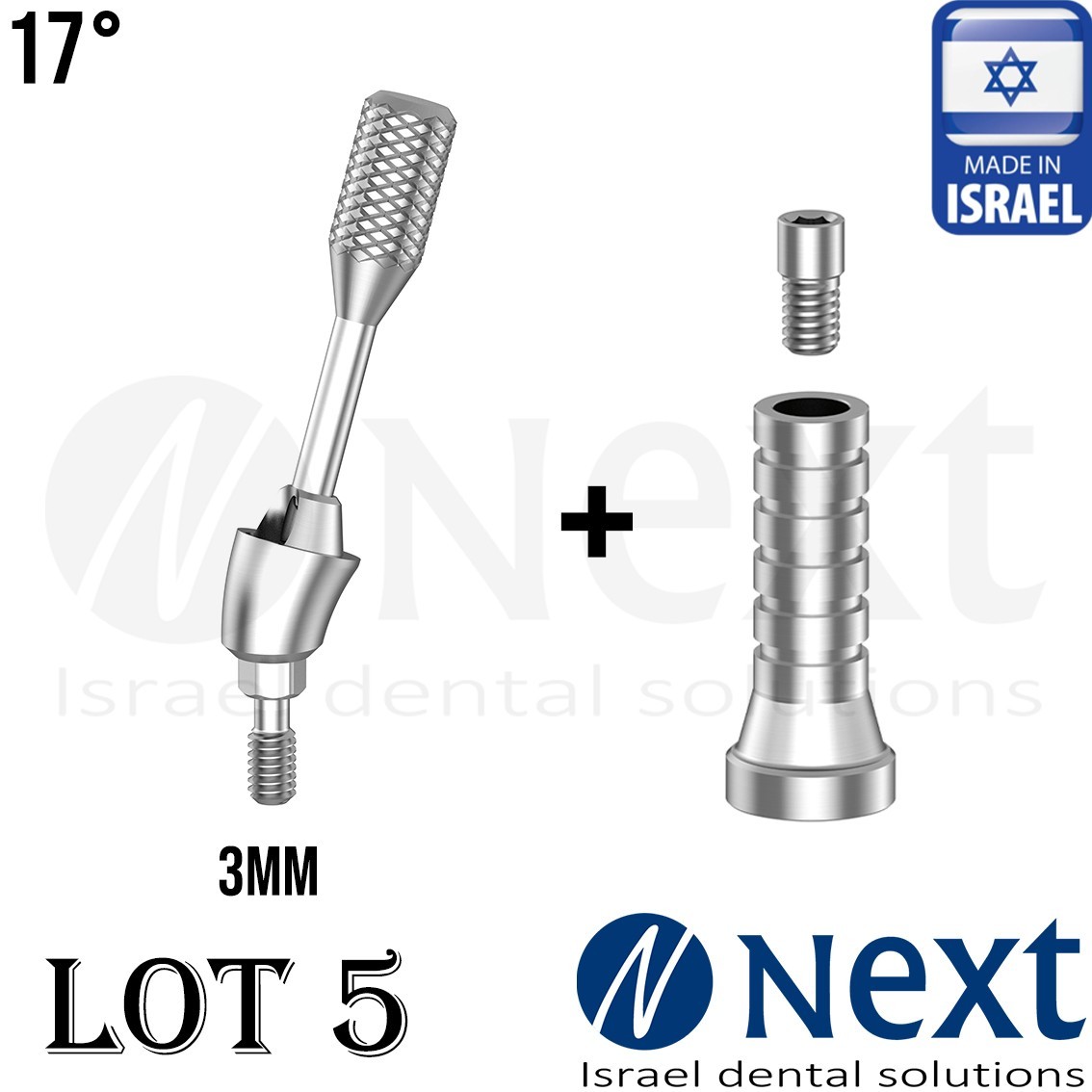 Lot x 5 Multi Unit angulated 17 deg 3 mm attachment titanium sleeve Screw 1.72